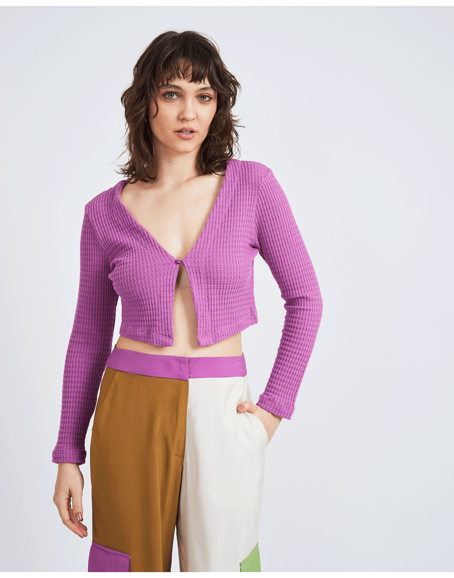 Top textura voil roxo