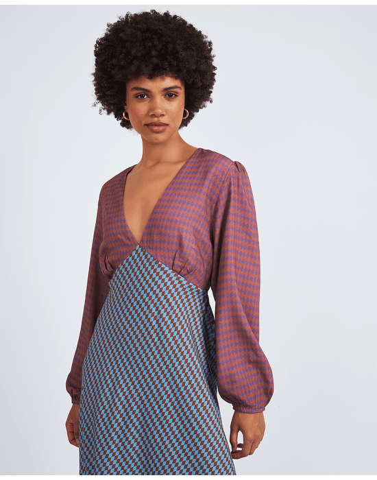Vestido losango voil estampado