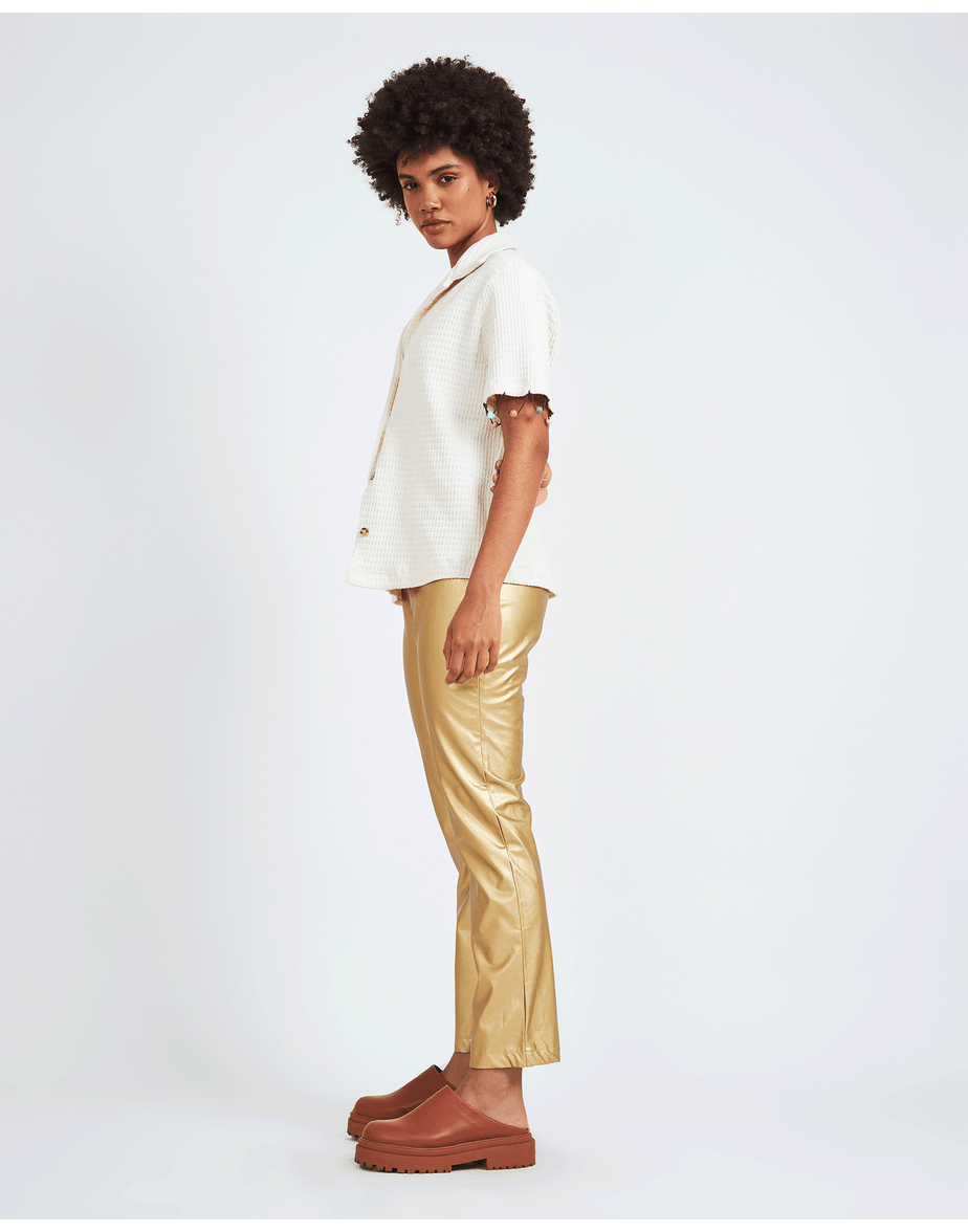 Calça gold voil dourado