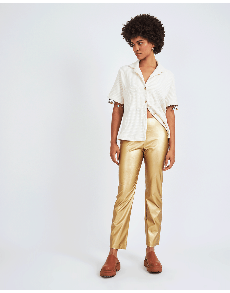 Calça gold voil dourado