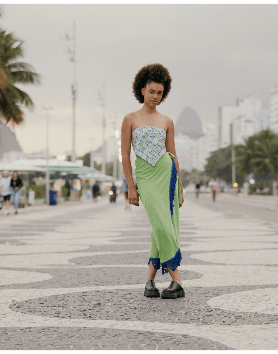 Saia franja verano  verde