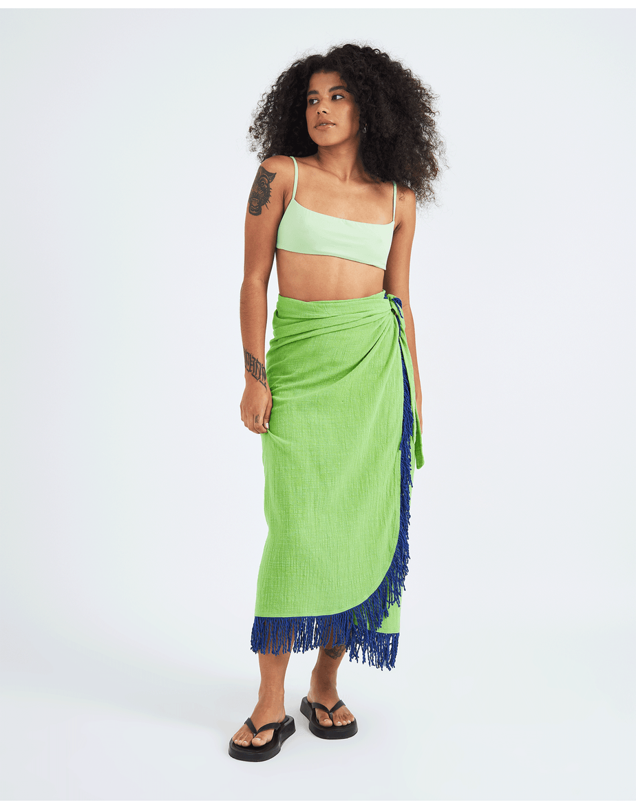 Saia franja verano  verde