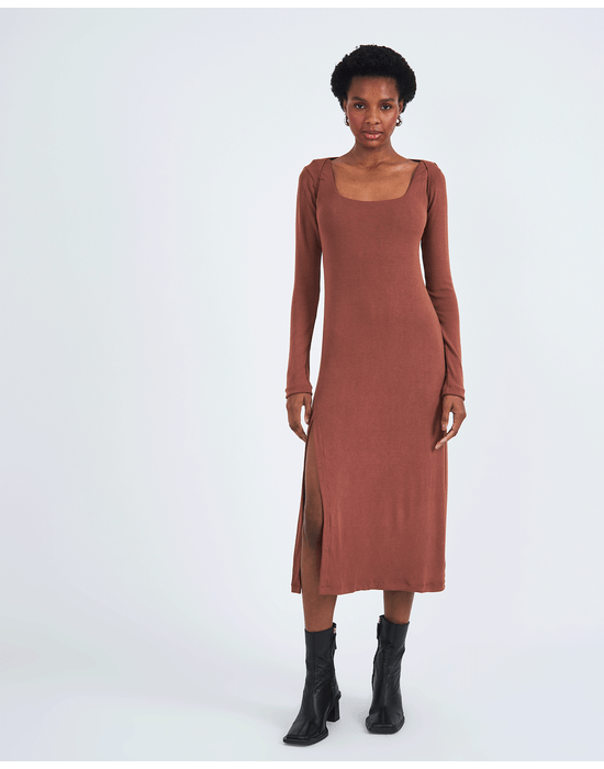 Vestido luva met marrom