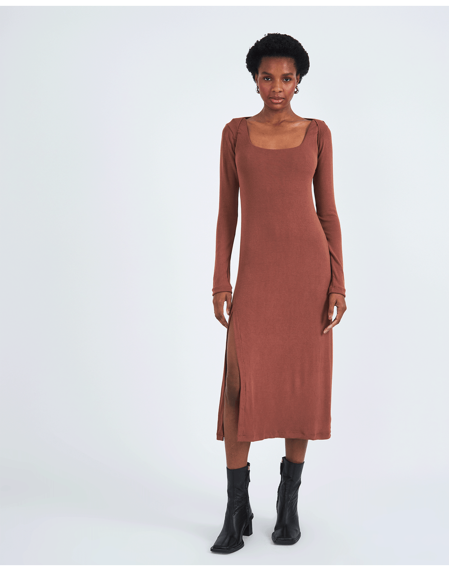 Vestido luva met marrom