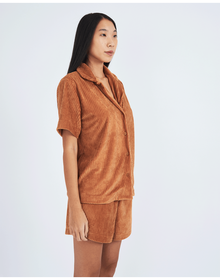 Camisa veludo sport bege