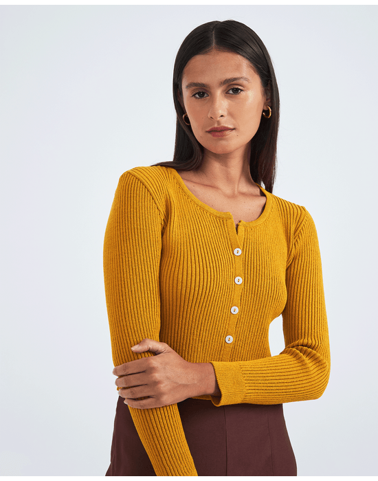 Cardigan botões tricot bege