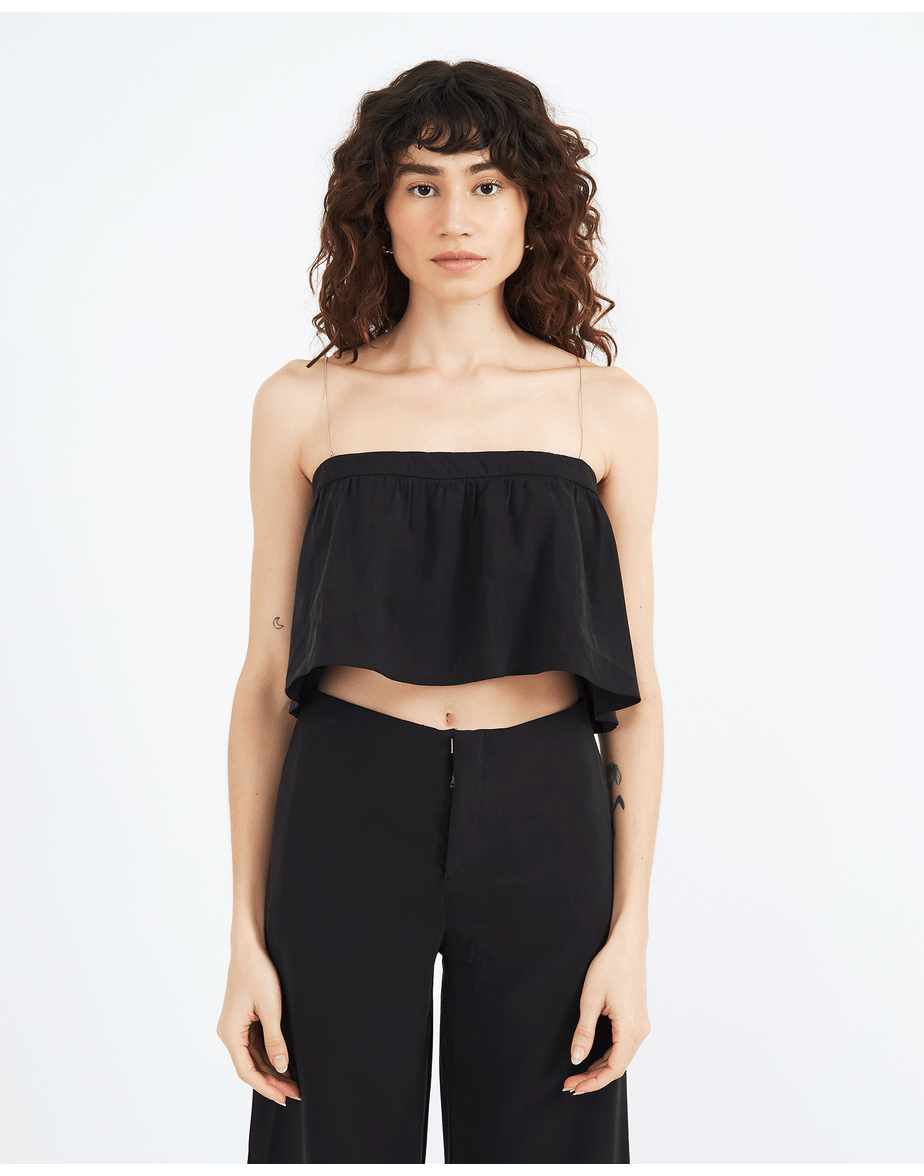 Top frente ties preto