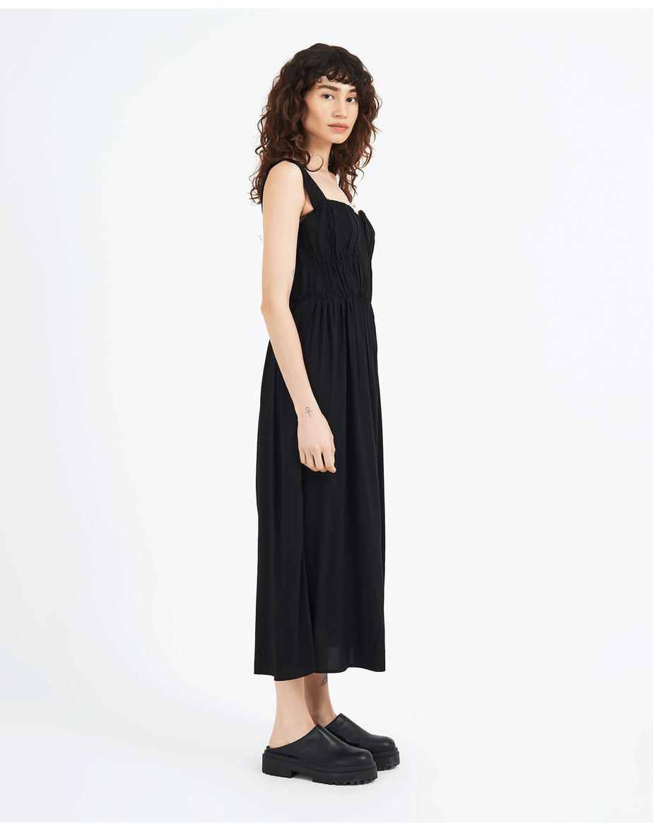 Vestido franzido ties preto