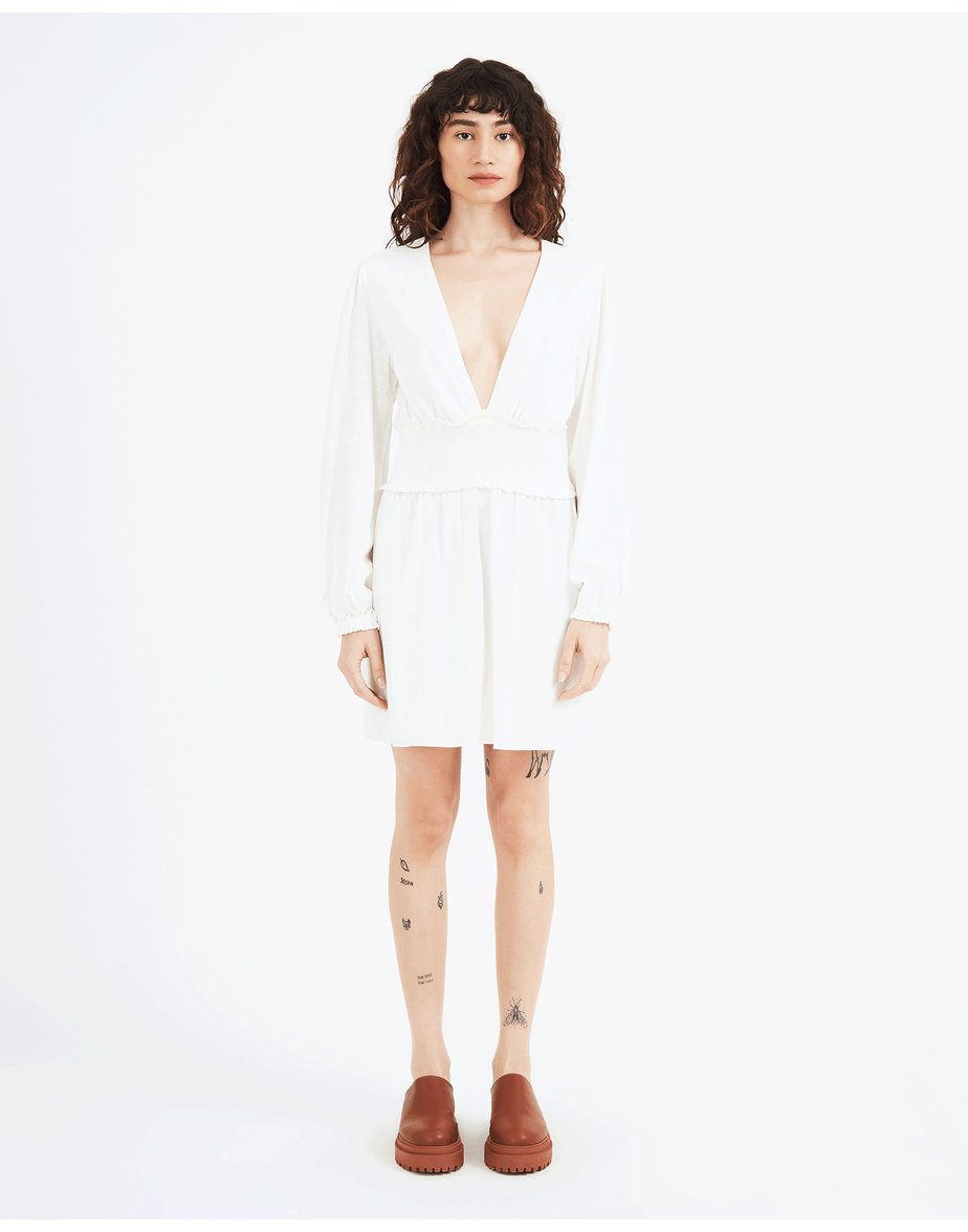 Vestido lastex ties off-white