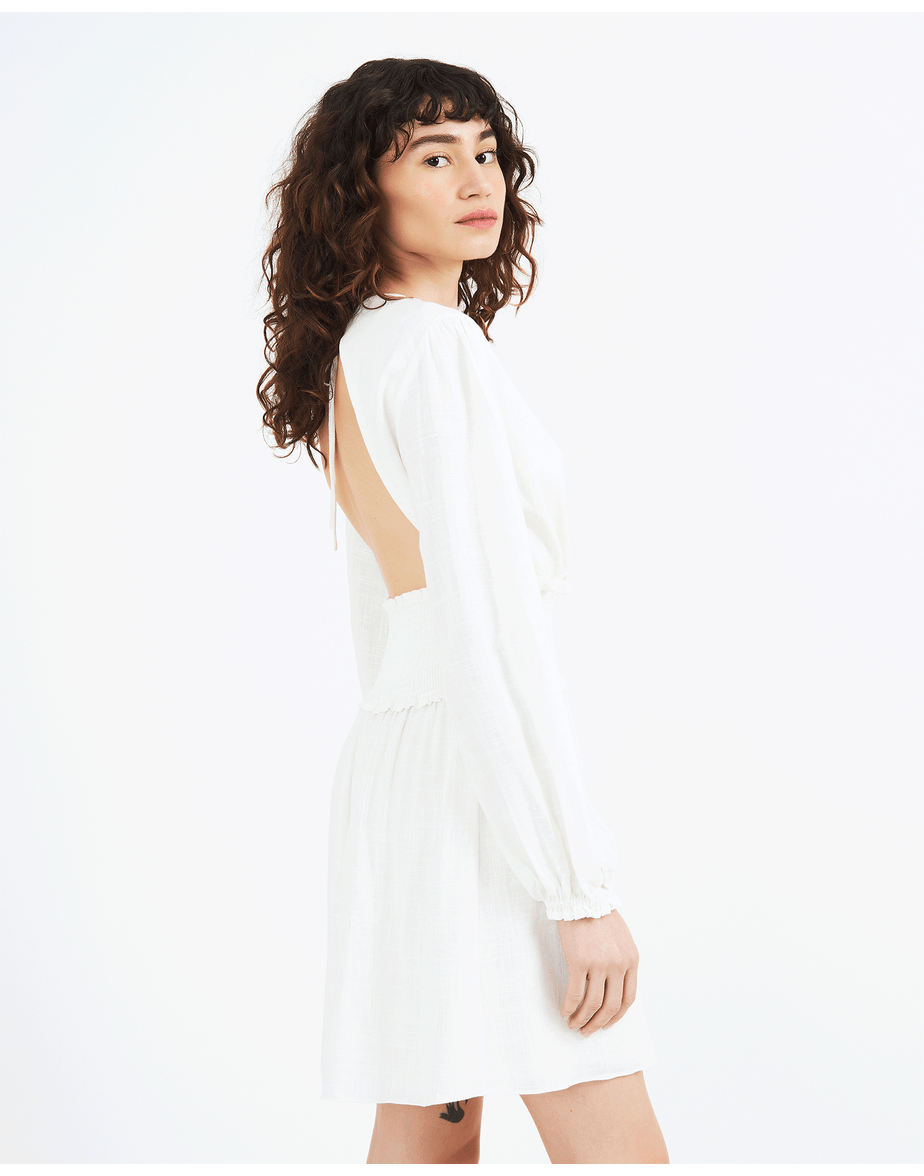 Vestido lastex ties off-white