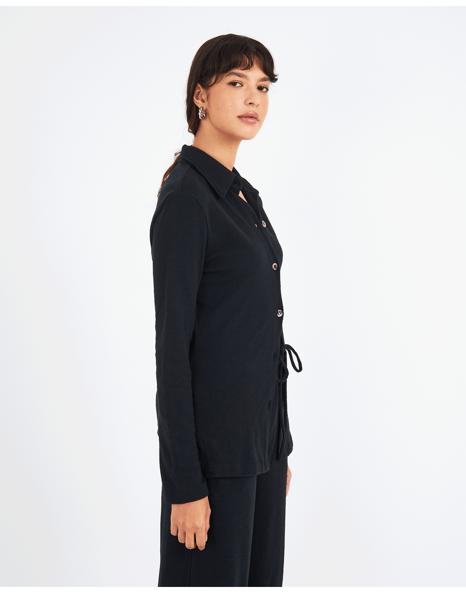 Blusa textura sut preto