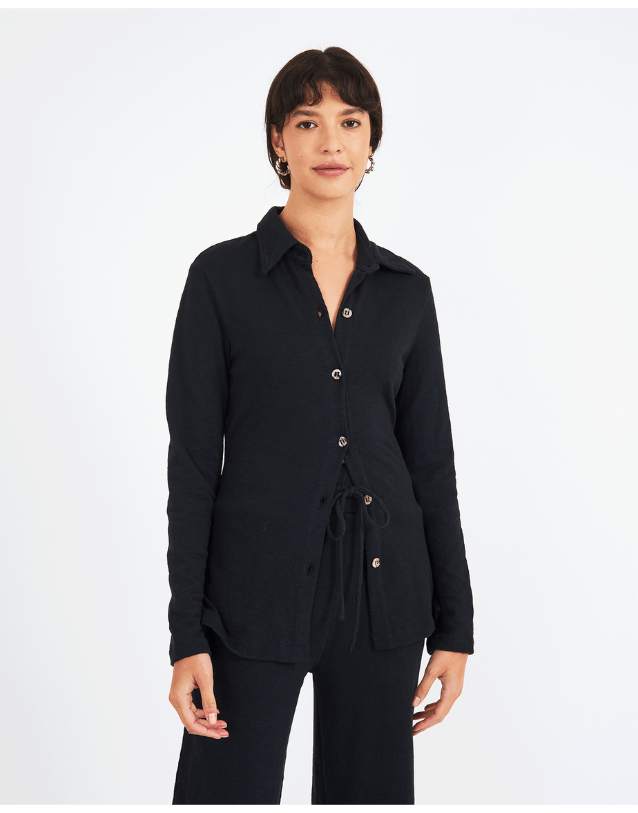 Blusa textura sut preto