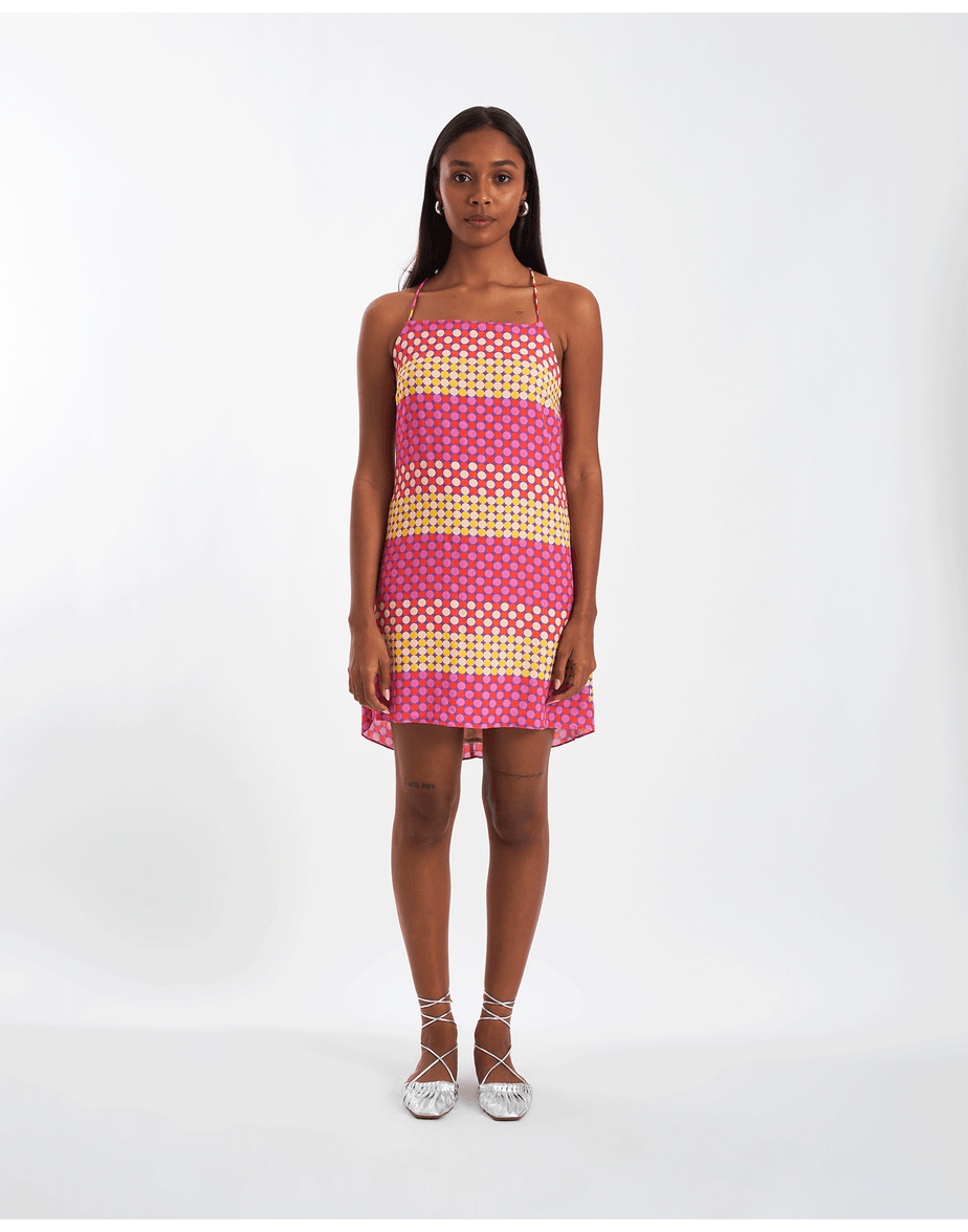Vestido costas bossa estampado