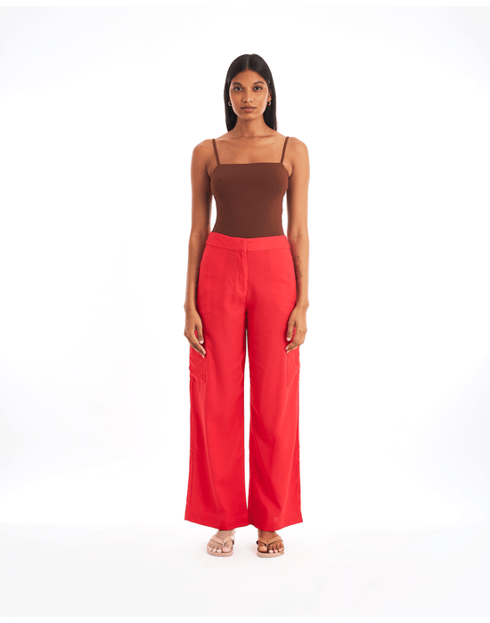 Calça bolsos ever vermelho