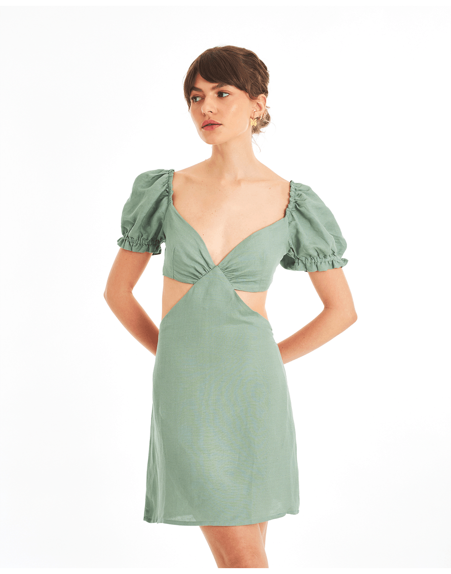 Vestido romântico sol verde