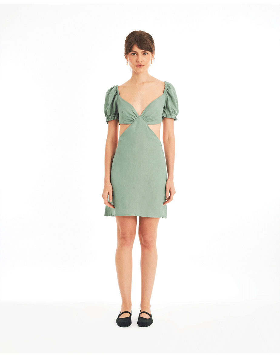 Vestido romântico sol verde