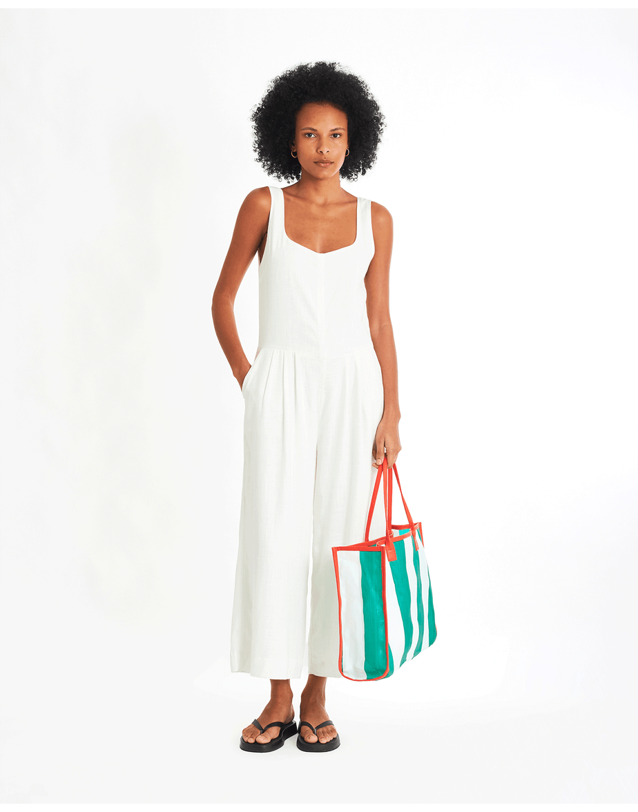 Macacão decote sol off-white