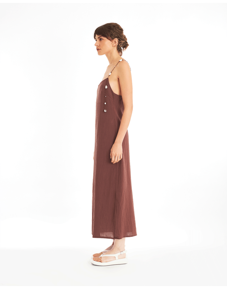 Vestido conchas sol marrom