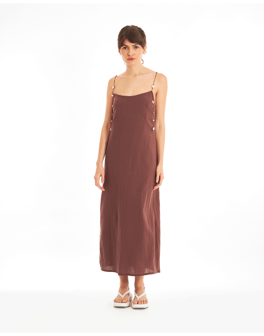 Vestido conchas sol marrom