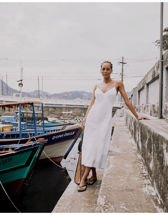 Vestido tricoline ete branco