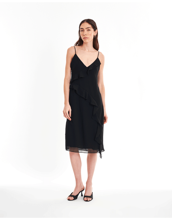 Vestido Babados Nin Preto