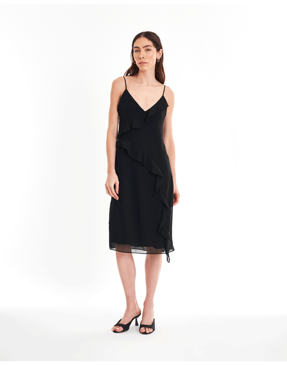 Vestido Babados Nin Preto