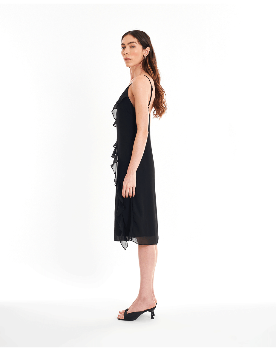 Vestido Babados Nin Preto