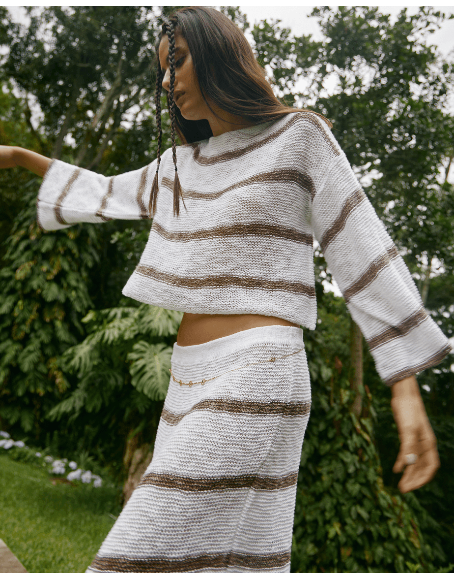 Blusa listras zen marrom