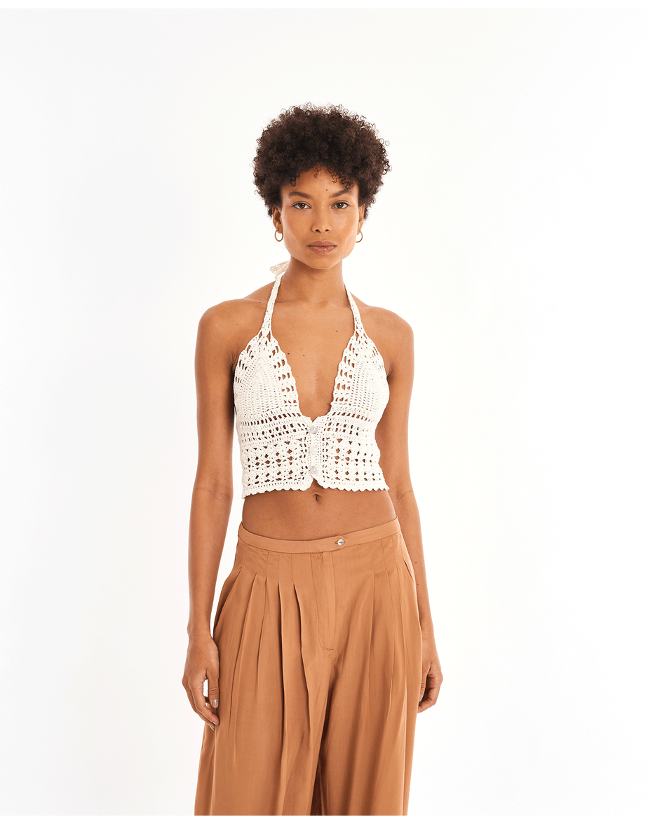 Top croche raz off-white