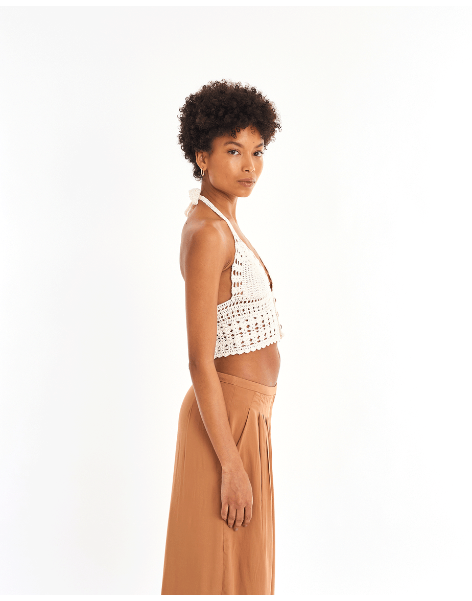 Top croche raz off-white