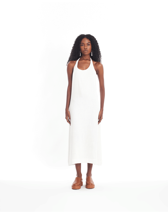 Vestido frente ban off-white