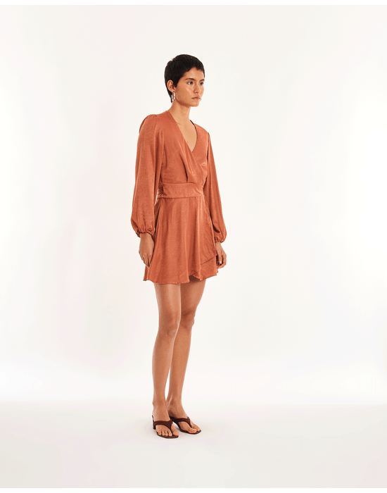 Vestido wrap bel marrom