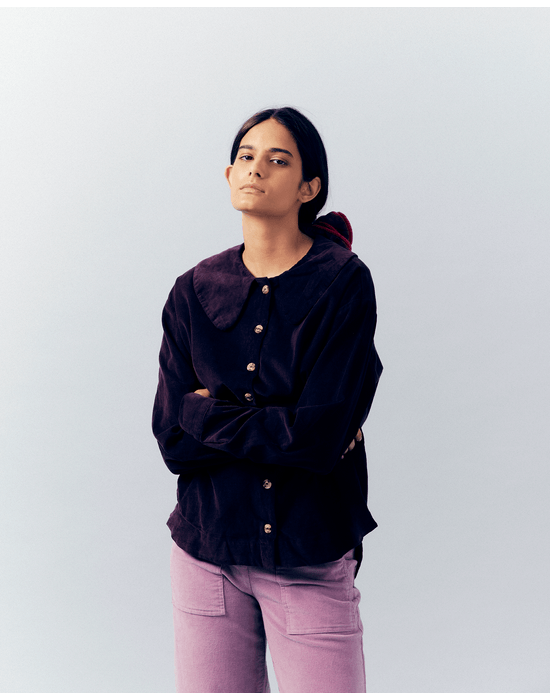 Camisa veludo inv roxo