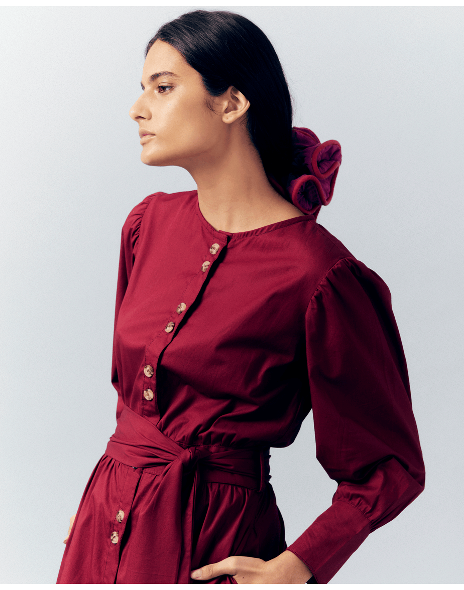 Vestido tricoline inv vinho