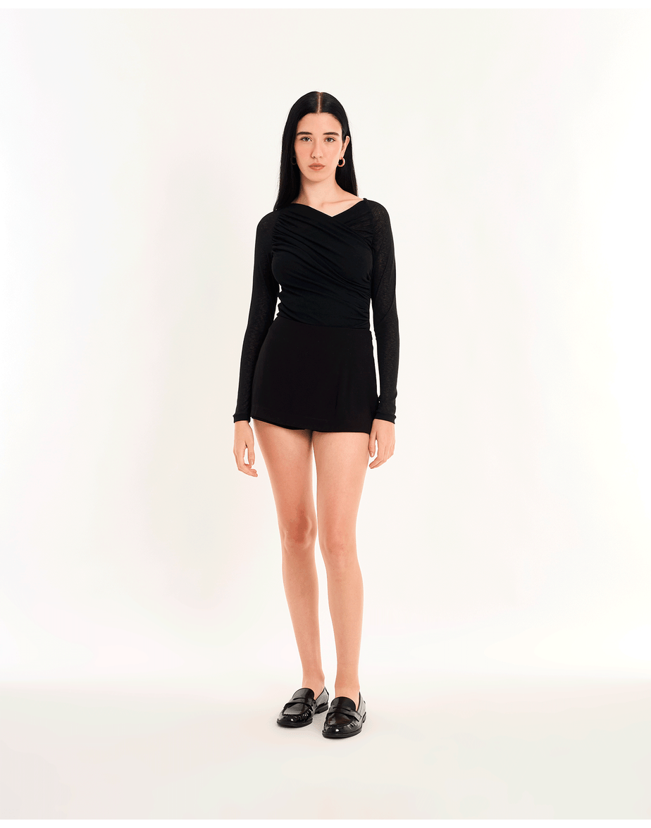 Body drapeado tot preto