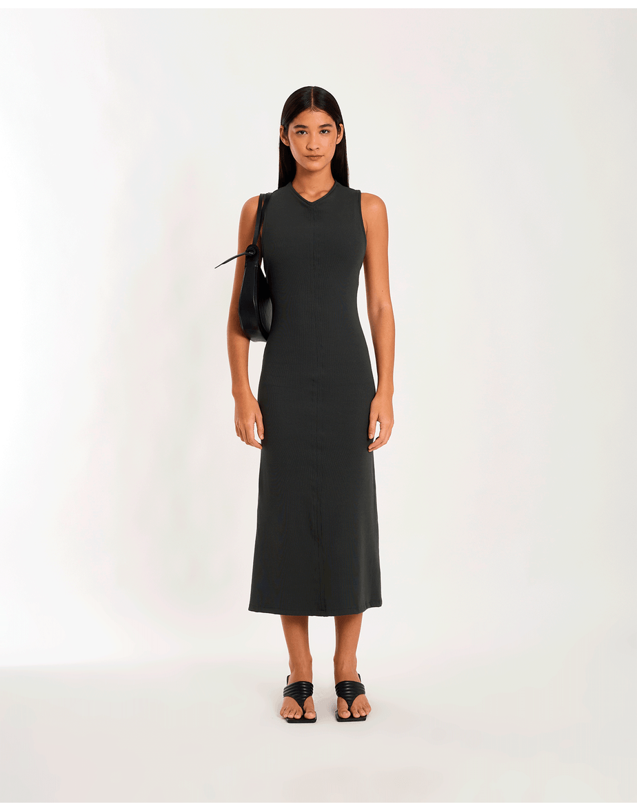 Vestido reto tot cinza