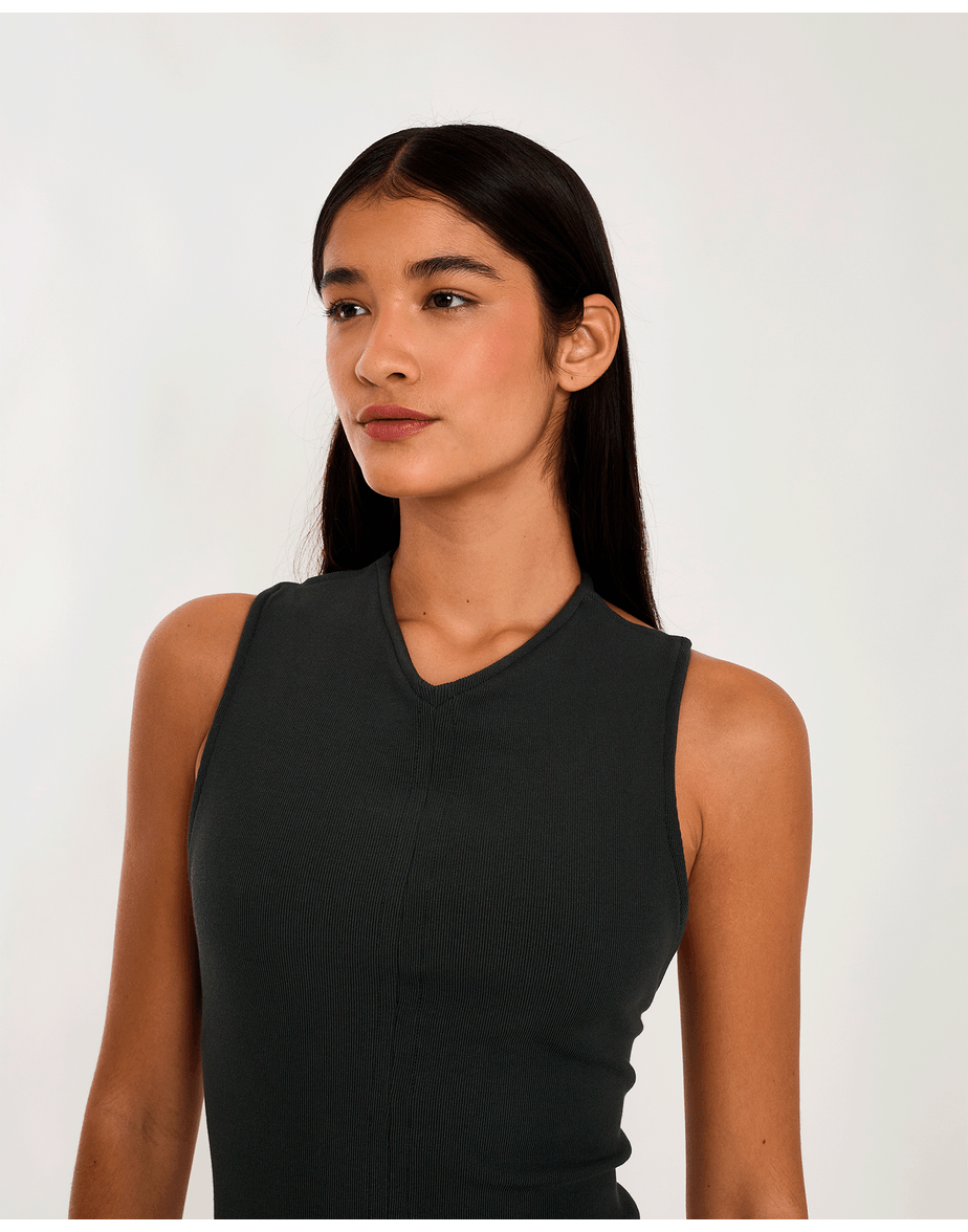 Vestido reto tot cinza