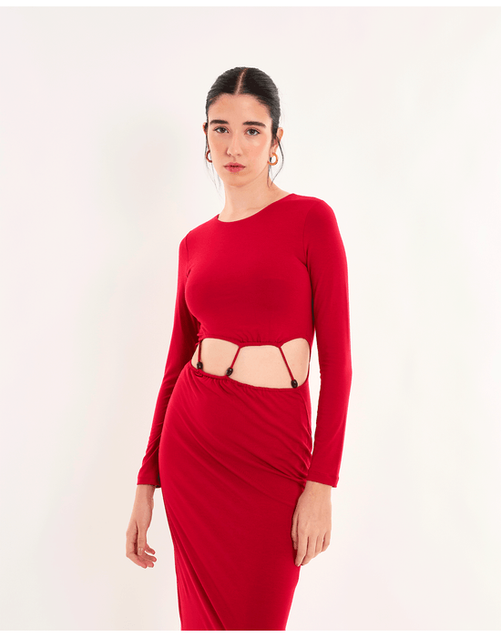 Vestido vazado pen vermelho