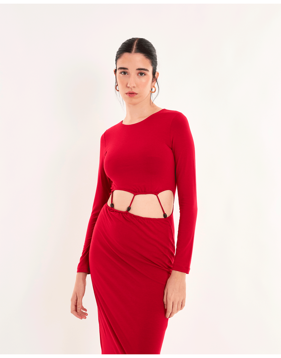 Vestido vazado pen vermelho