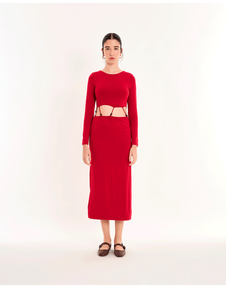 Vestido vazado pen vermelho