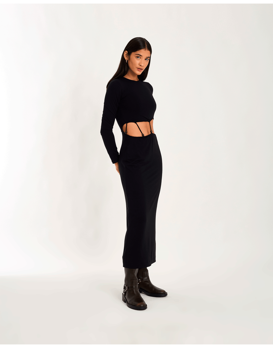 Vestido vazado pen preto
