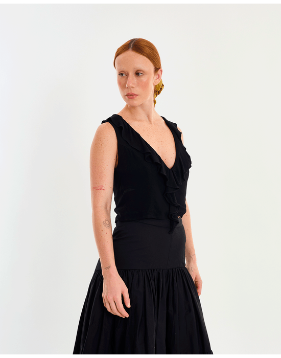 Blusa babados lie preto
