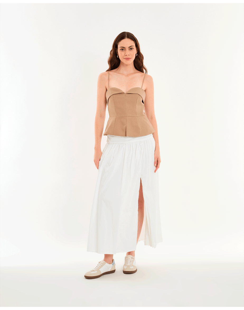 Blusa corselet pin bege