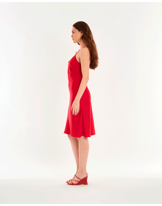 Vestido cetim pin vermelho