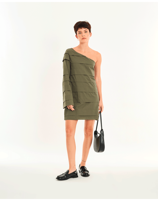 Vestido pregas urb verde