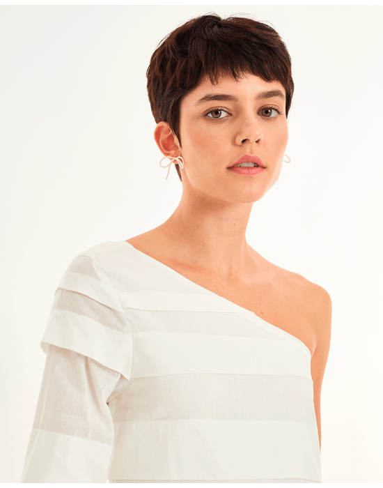 Vestido pregas urb off-white
