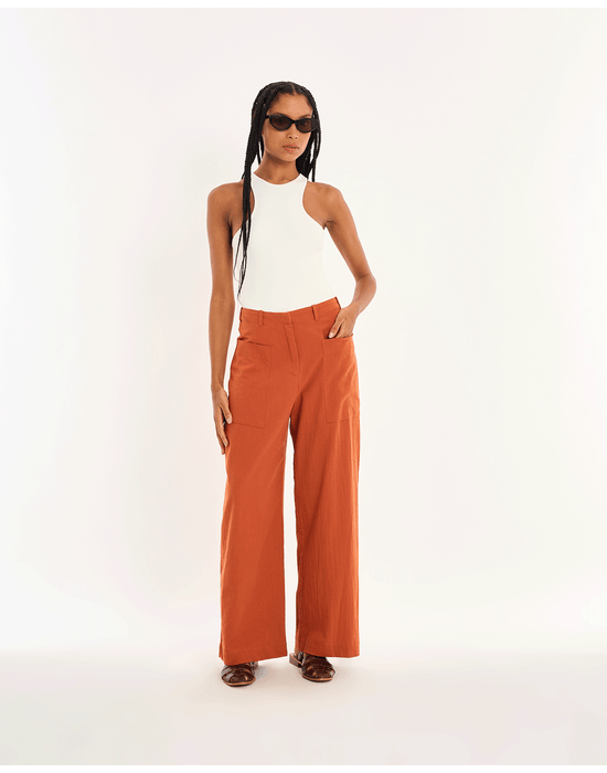 Calça algodão nos marrom