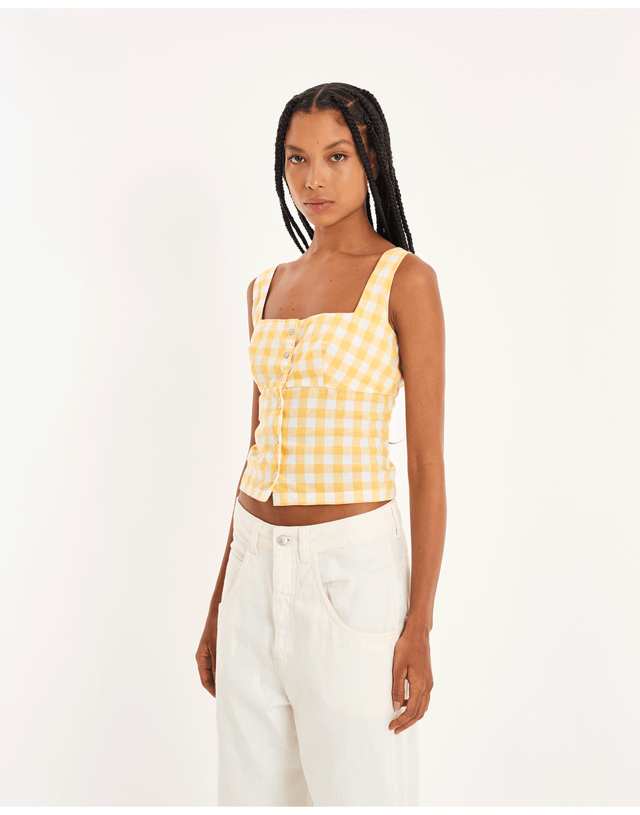 Blusa vichy nos amarelo