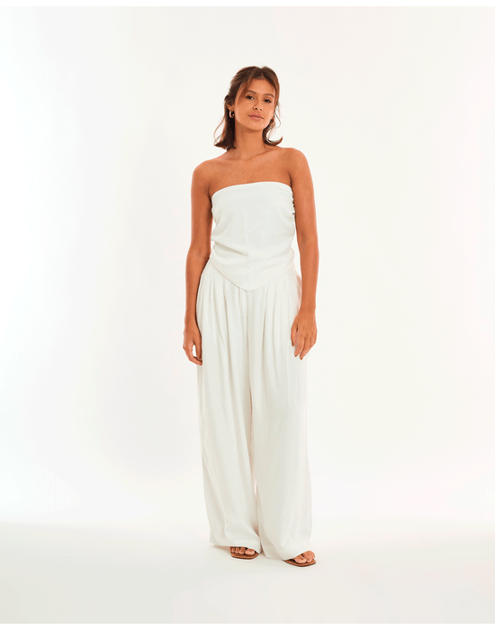 Calça pregas alt  off-white
