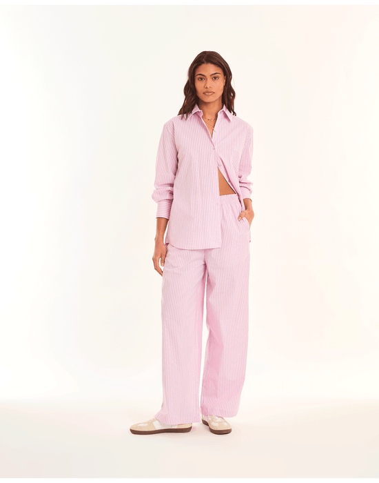 Calça listras tic listrado rosa